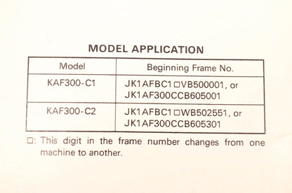 OEM Kawasaki 99924-1202-52 Mule 550 Utility Vehicle Service Manual Supplement