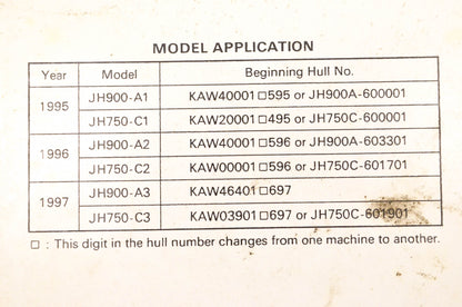 OEM Kawasaki 99924-1188-02 900ZXi/750ZXi Jet Ski Service Manual