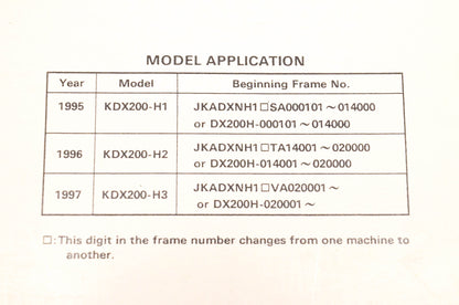 OEM Kawasaki 99924-1181-02 KDX200 Service Manual