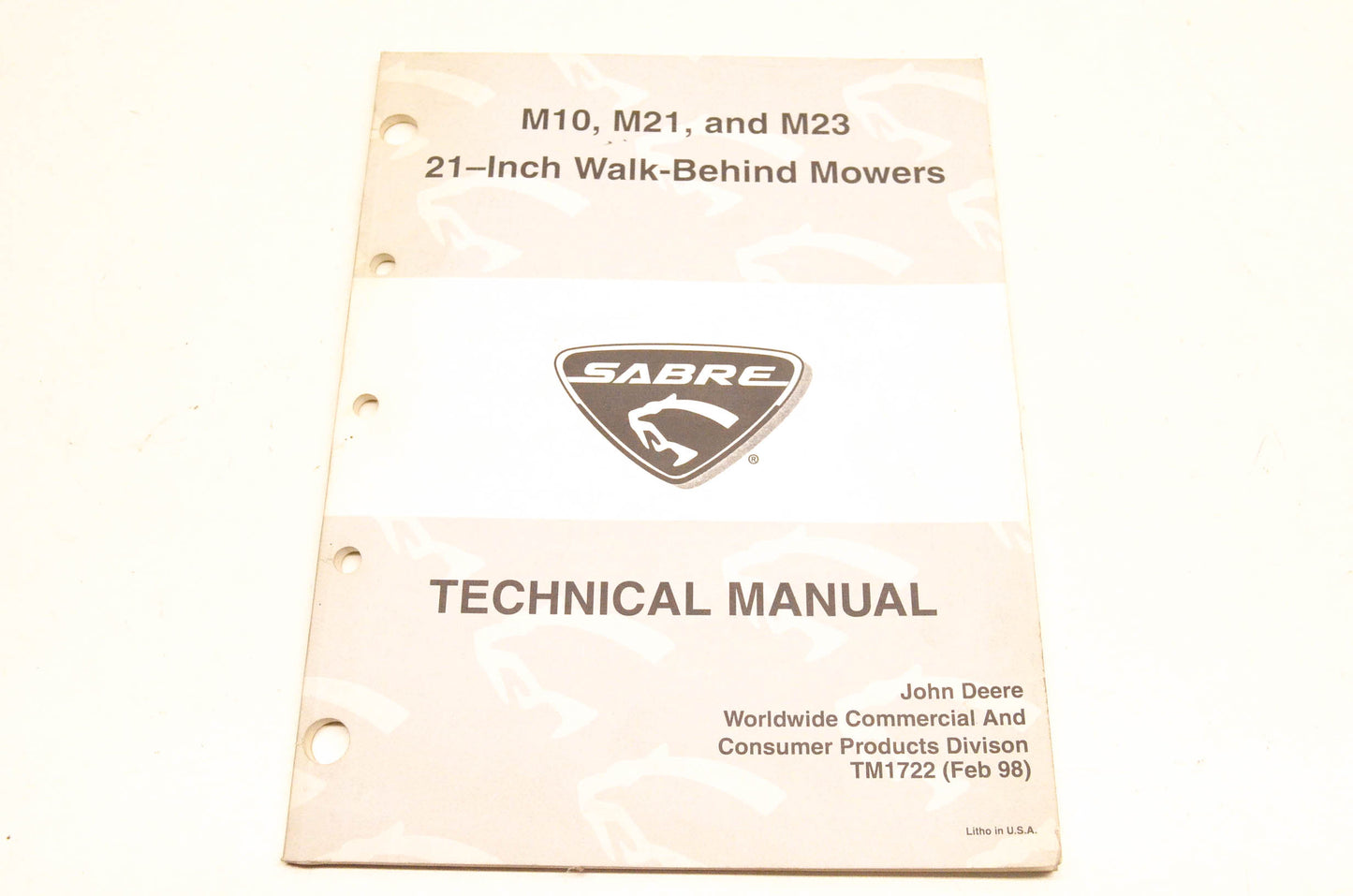 OEM John Deere TM1722 1998 Sabre M10 M21 M23 Mower Technical Manual