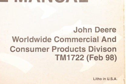 OEM John Deere TM1722 1998 Sabre M10 M21 M23 Mower Technical Manual