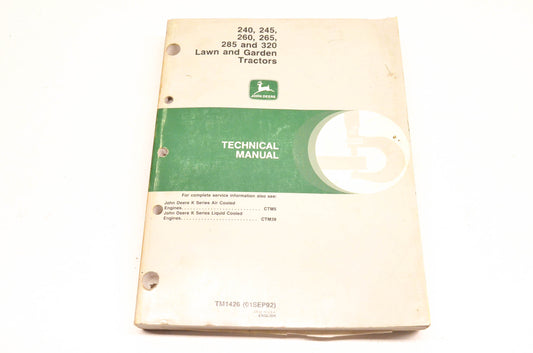 OEM John Deere TM1426 Lawn And Garden Tractor Technical Manual