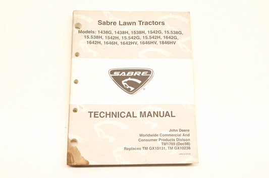 OEM John Deere TM1769, TMGX10131, TMGX10238 Sabre Lawn Tractor Technical Manual