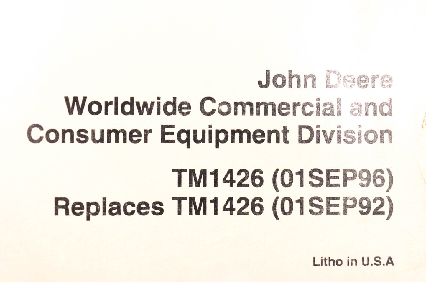 OEM John Deere TM1426 Lawn And Garden Tractor Technical Manual