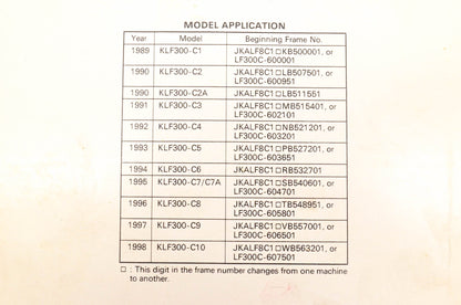 OEM Kawasaki 99924-1117-57 KLF300 Bayou 4x4 ATV Service Manual Supplement