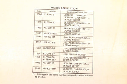 OEM Kawasaki 99924-1100-54 KLF300 Bayou 300 ATV Service Manual Supplement