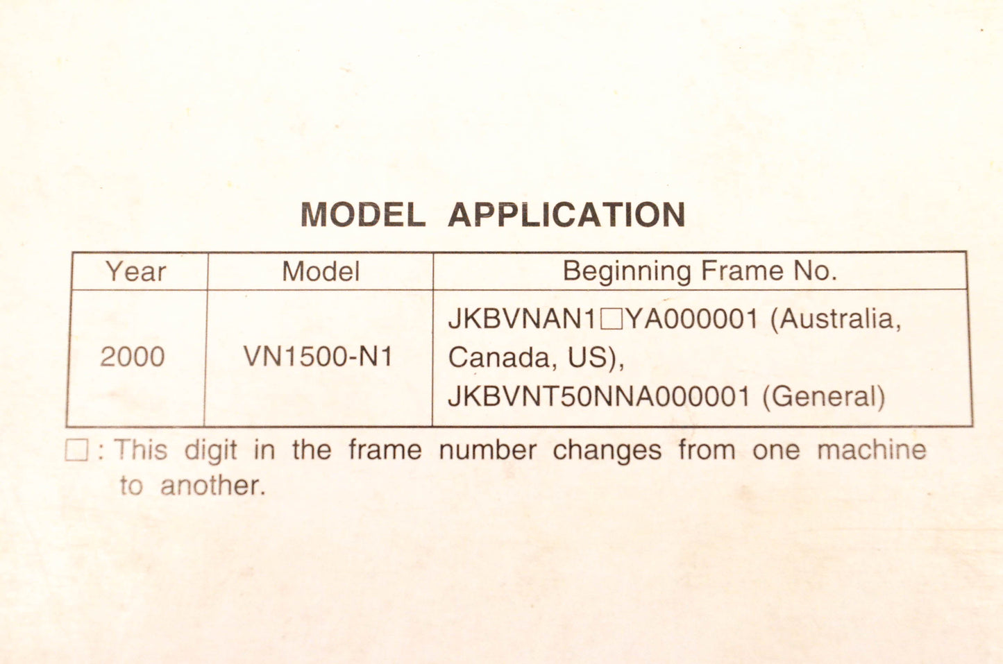 OEM Kawasaki 99924-1260-01 Vulcan/VN1500 Classic Fi Service Manual