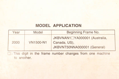OEM Kawasaki 99924-1260-01 Vulcan/VN1500 Classic Fi Service Manual