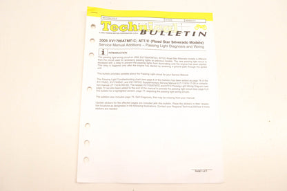 New OEM Yamaha M2005-011 Technical Bulletin 2005 XV1700ATMT/C ATT/C NOS