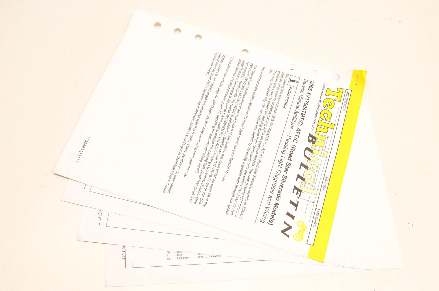 New OEM Yamaha M2005-011 Technical Bulletin 2005 XV1700ATMT/C ATT/C NOS