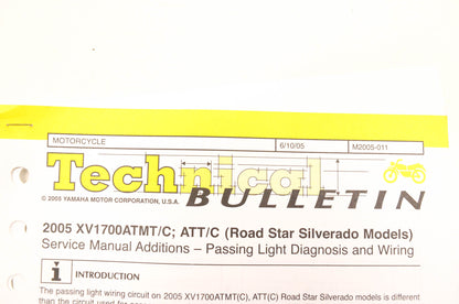 New OEM Yamaha M2005-011 Technical Bulletin 2005 XV1700ATMT/C ATT/C NOS