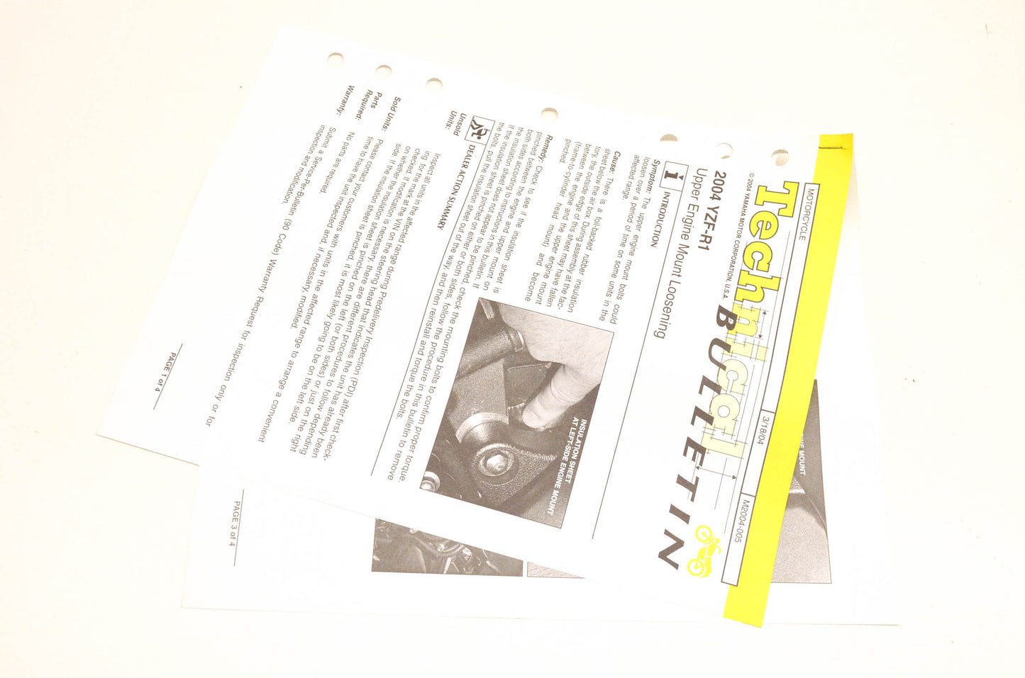 New OEM Yamaha M2004-005 Technical Bulletin 2004 YZF-R1 NOS