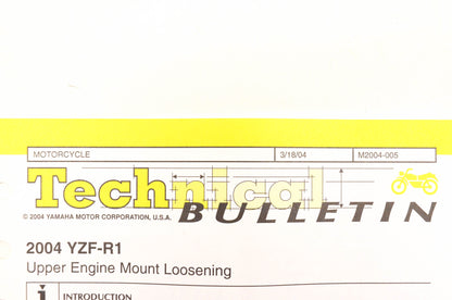 New OEM Yamaha M2004-005 Technical Bulletin 2004 YZF-R1 NOS