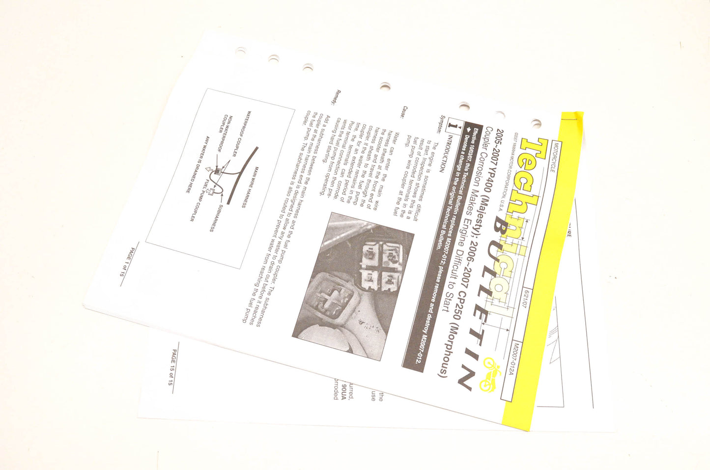 New OEM Yamaha M2007-012A Technical Bulletin 2005-07 YP400 2006-07 CP250 NOS