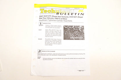 New OEM Yamaha M2007-015 Technical Bulletin 2007 XVZ13TF XVZ13CT VMX12 NOS