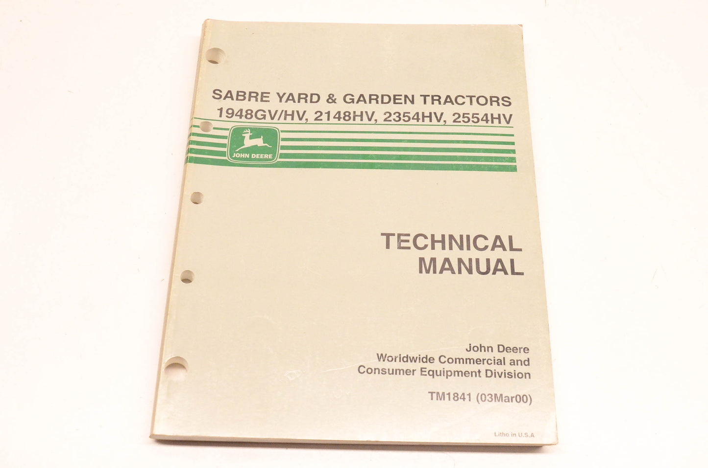 OEM John Deere TM1841 Sabre Yard & Garden Tractor Technical Manual