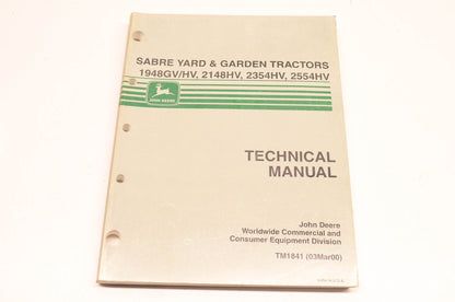 OEM John Deere TM1841 Sabre Yard & Garden Tractor Technical Manual