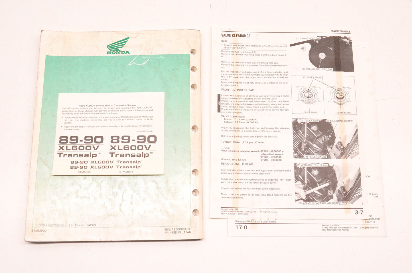 OEM Honda 61MM900 XL600V 1989 Service Manual