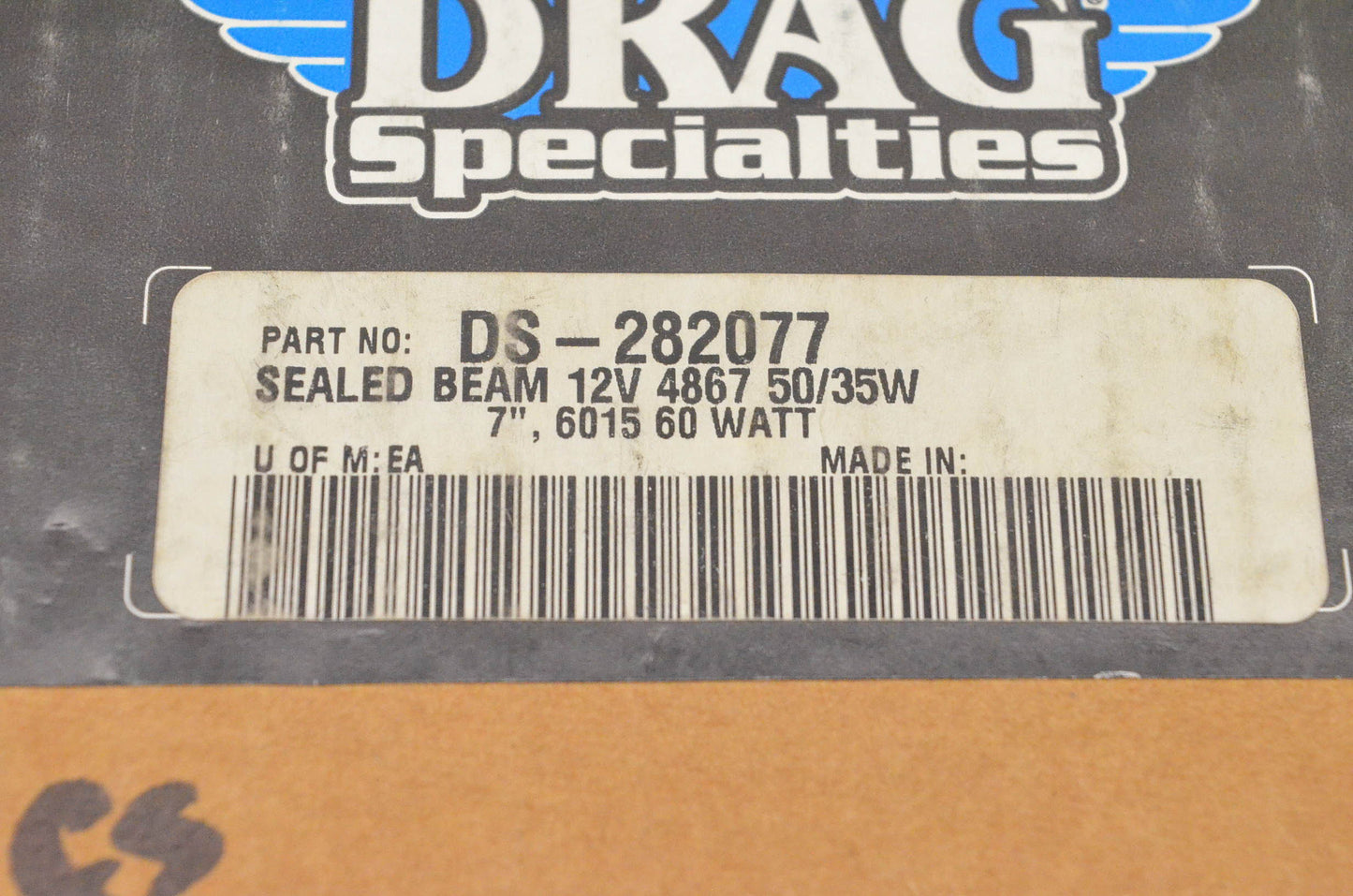 Drag Specialties DS-282077 Sealed Beam Headlight 7" 6015 60W NOS