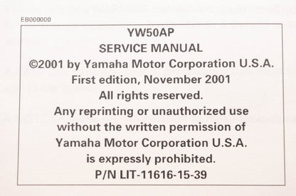 OEM Yamaha LIT-11616-15-39 YW50AP Zuma 2002-05 Service Manual