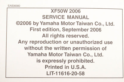 OEM Yamaha LIT-11616-20-58 XF50W Service Manual