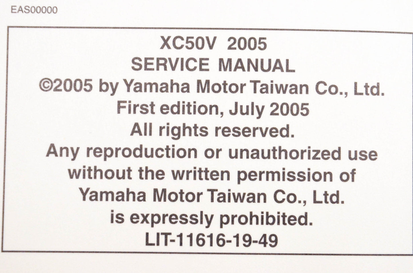 OEM Yamaha LIT-11616-19-49 XC50V Service Manual