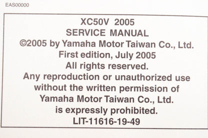 OEM Yamaha LIT-11616-19-49 XC50V Service Manual