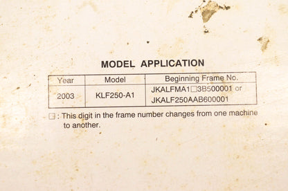 OEM Kawasaki 99924-1284-01 KLF/Bayou/Workhorse 250 ATV Service Manual