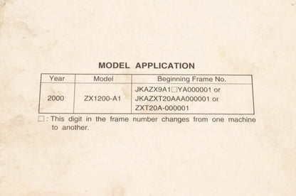 OEM Kawasaki 99924-1253-01 Ninja ZX-12R Service Manual