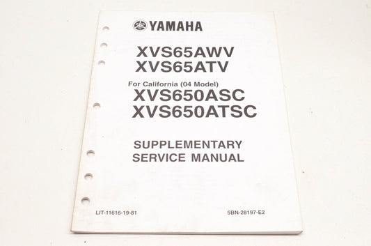 OEM Yamaha XVS65 AWV/ATV XVS650 ASC/ATSC Supplement Service Manual
