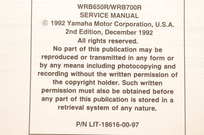 OEM Yamaha LIT-18616-WR-70 WRB650/700R/RA Service Manual
