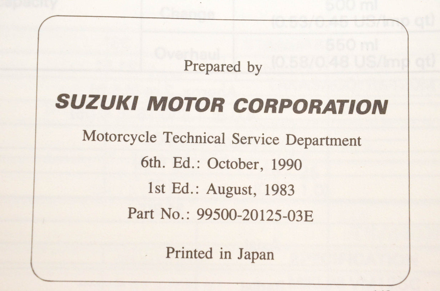 OEM Suzuki 99500-20125-03E LT50 Service Manual