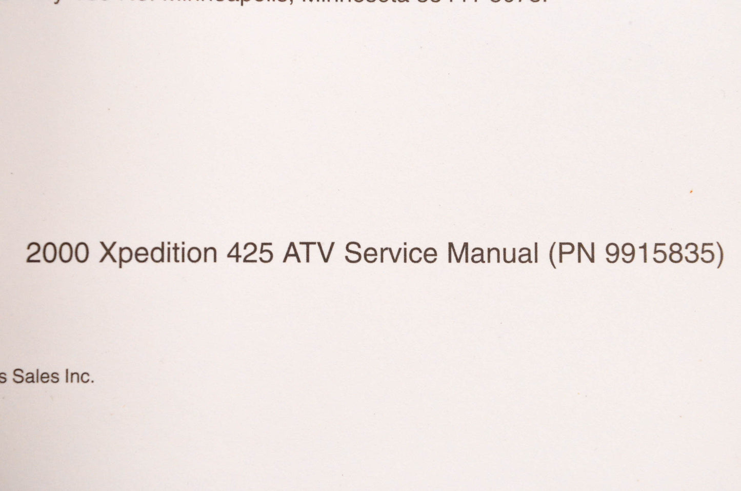 OEM Polaris 9915835 2000 Expedition 425 Service Manual