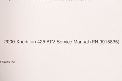 OEM Polaris 9915835 2000 Expedition 425 Service Manual