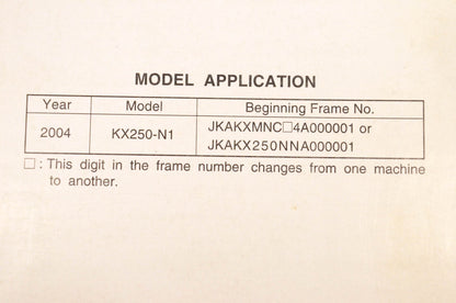 OEM Kawasaki 99924-1324-01 KX250F Service Manual