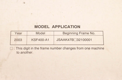 OEM Kawasaki 99924-1301-01 KFX400 ATV Service Manual