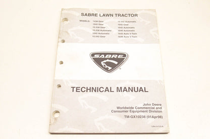 OEM John Deere TM-GX10238, TMGX10238 Sabre Lawn Tractor Technical Manual