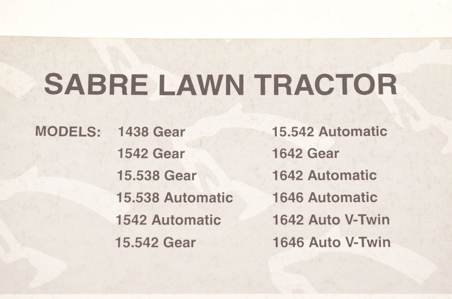 OEM John Deere TM-GX10238, TMGX10238 Sabre Lawn Tractor Technical Manual