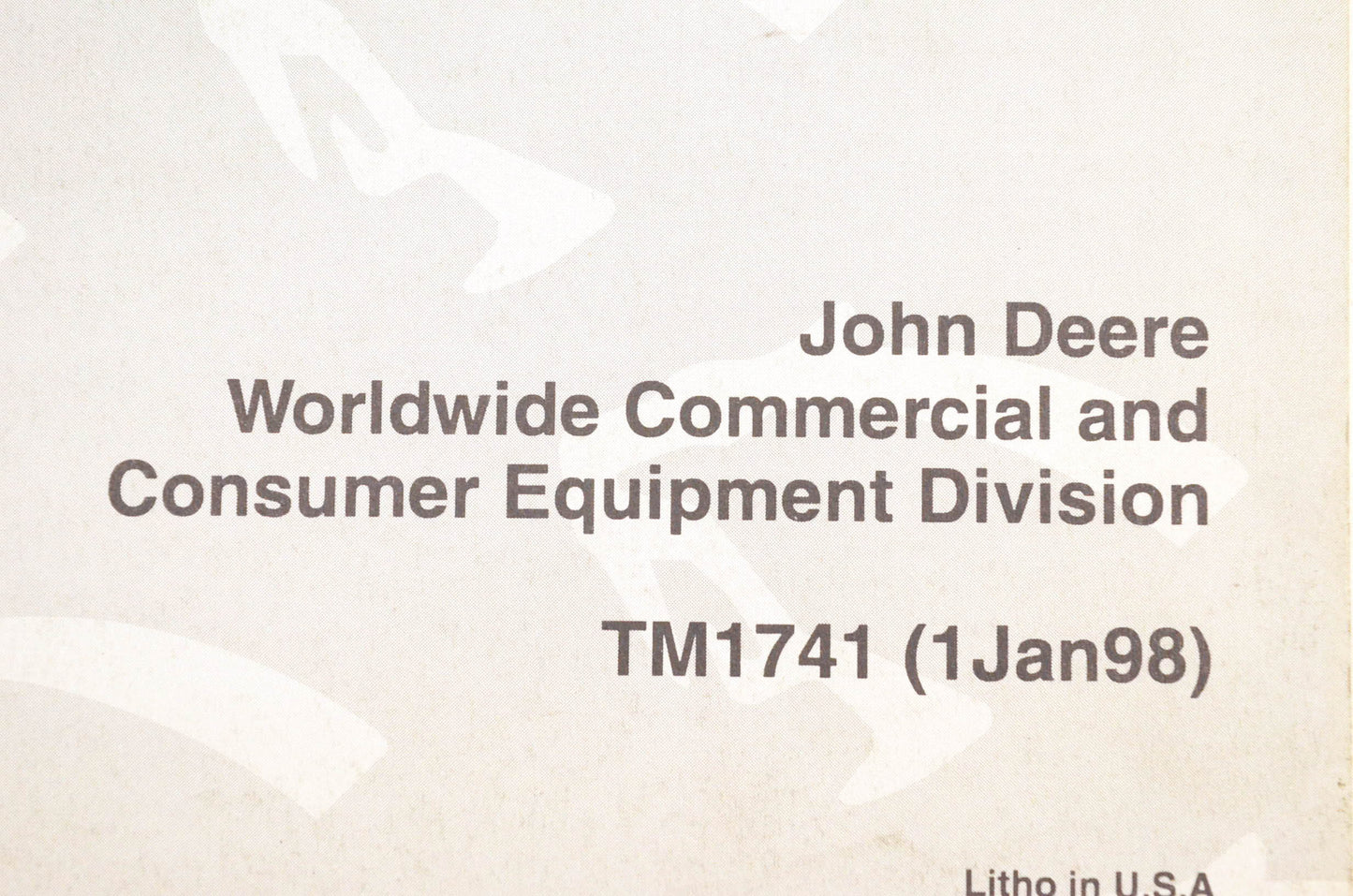 OEM John Deere TM1741, TM-1741 Sabre Garden Tractors Technical Manual