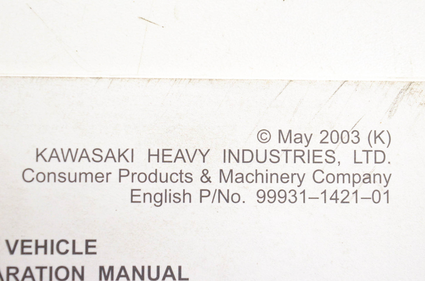 OEM Kawasaki 99931-1421-01 KVF700-A1/B1 ATV Assembly And Preparation Manual