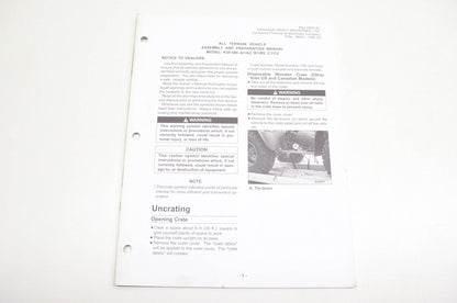 OEM Kawasaki KVF360-A1/A2 B1/B2 C1/C2 ATV Assembly And Preparation Manual