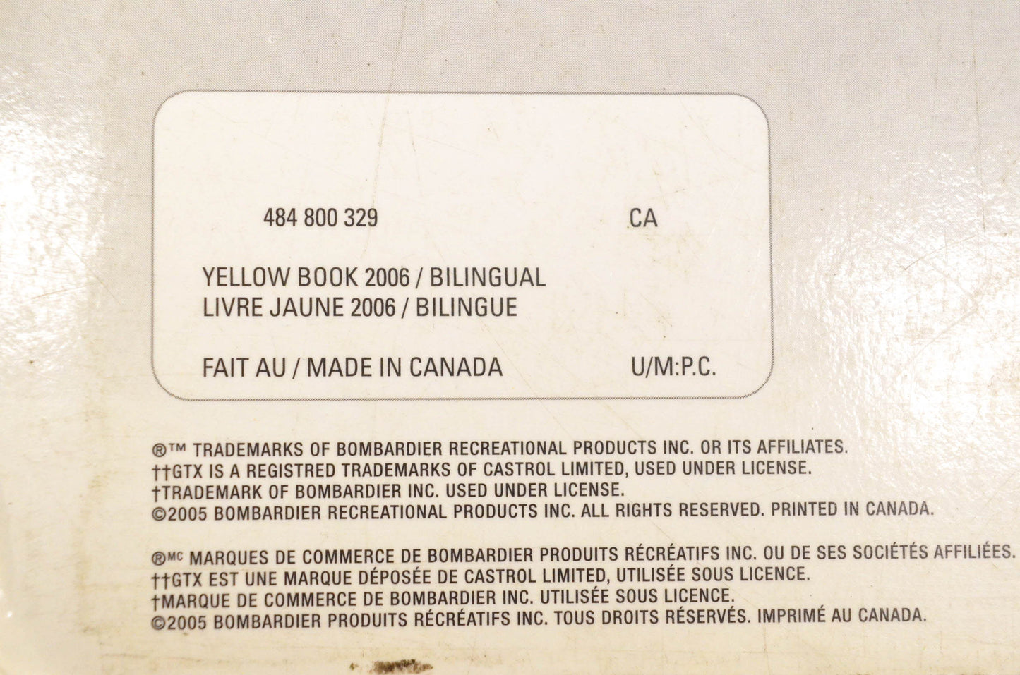 Ski Doo 484800329 2006 Yellow Book