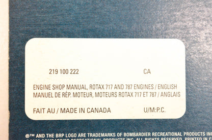Sea Doo 219100222 2005 Rotax 717/787 RFI Engines Shop Manual