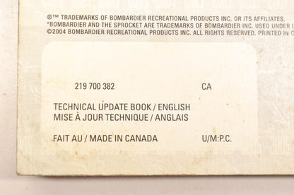 Bombardier 219700382 2005 ATV Technical Update Manual