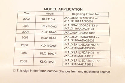 OEM Kawasaki 99924-1283-07 KLX110 Service Manual