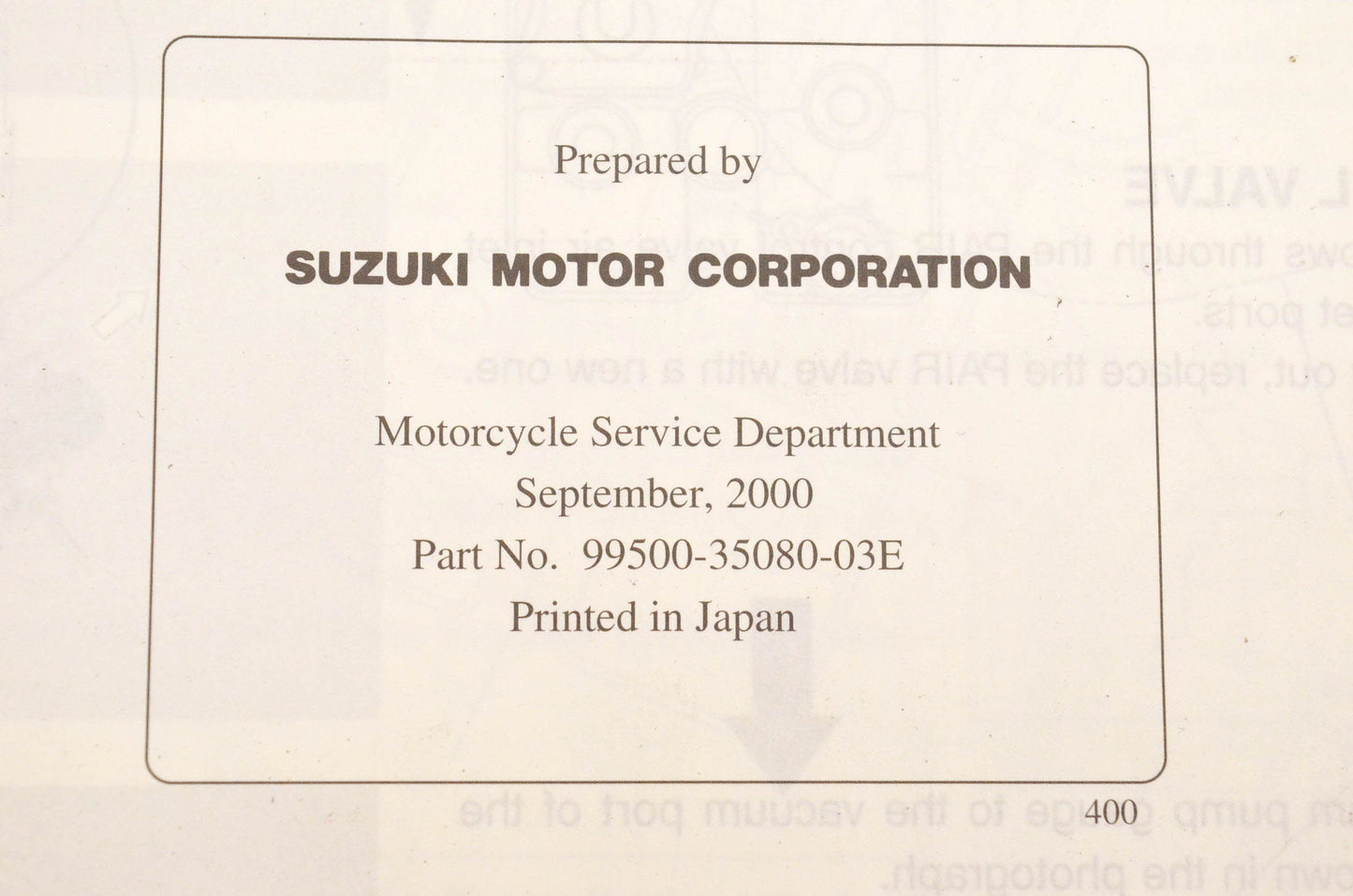 OEM Suzuki 99500-35080-03E GSX-R600 Service Manual
