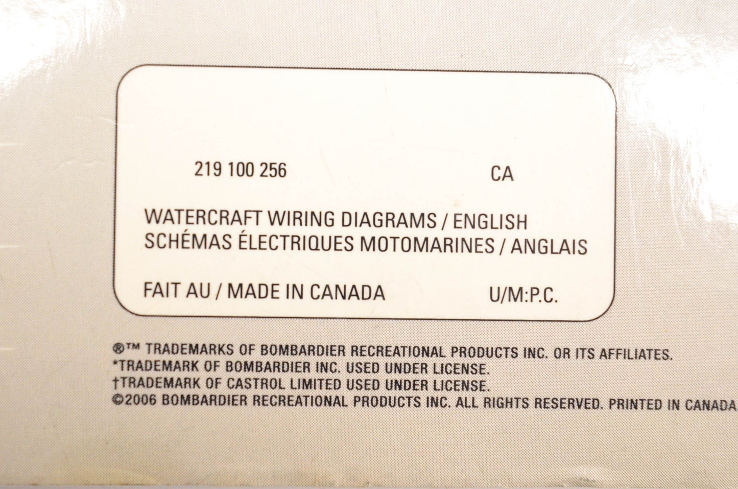 Sea Doo 219100256 1989-2003 Watercraft Wiring Diagrams