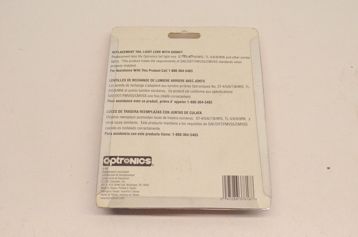 Optronics 2010-0355, A-8R Replacement Lens And Gasket NOS