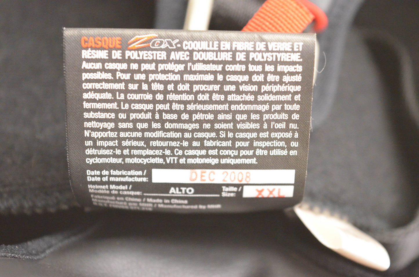 ZOX Black Alto Helmet XXL NOS