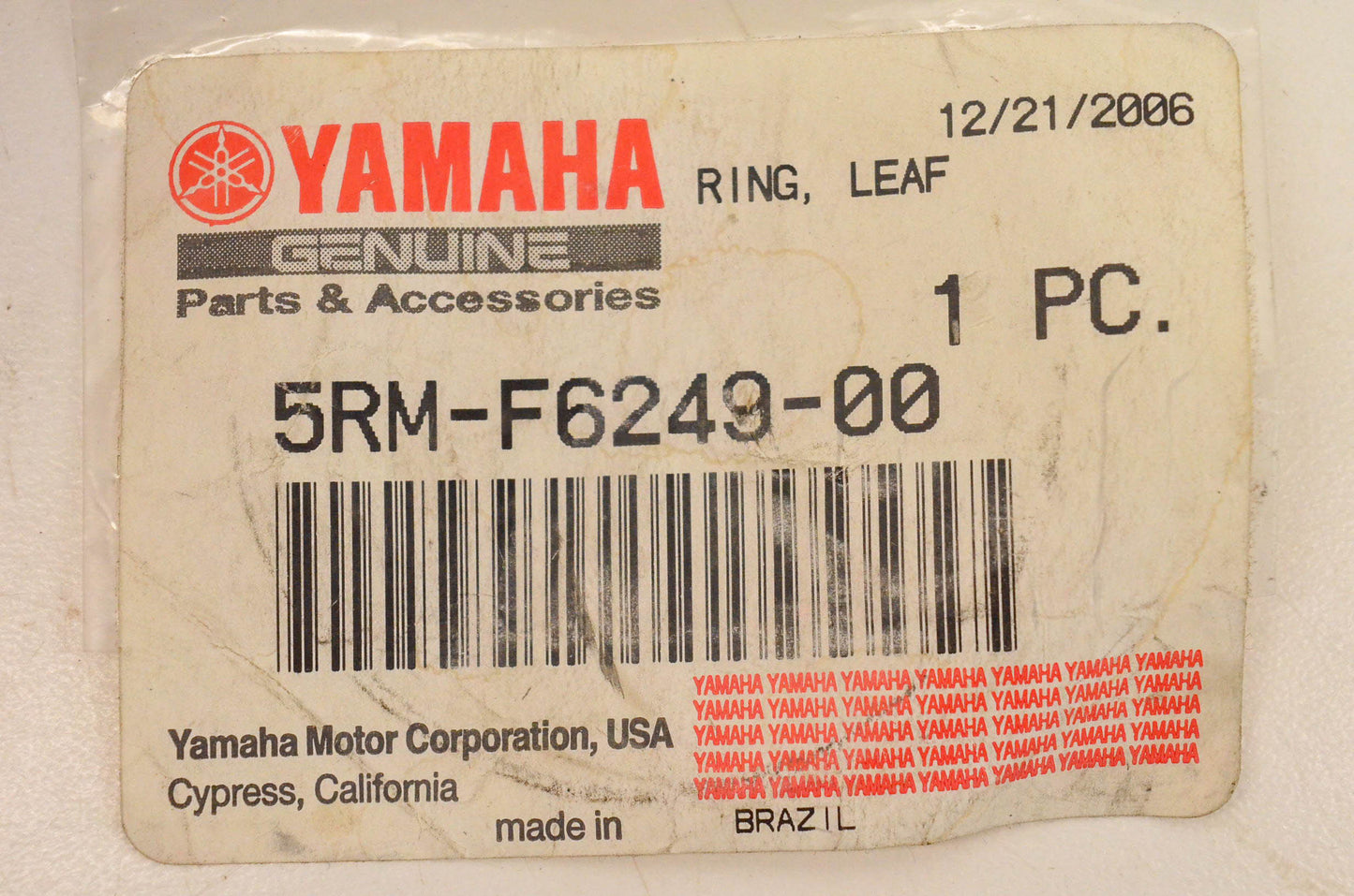 New OEM Yamaha 5RM-F6249-00-00 Leaf Ring NOS